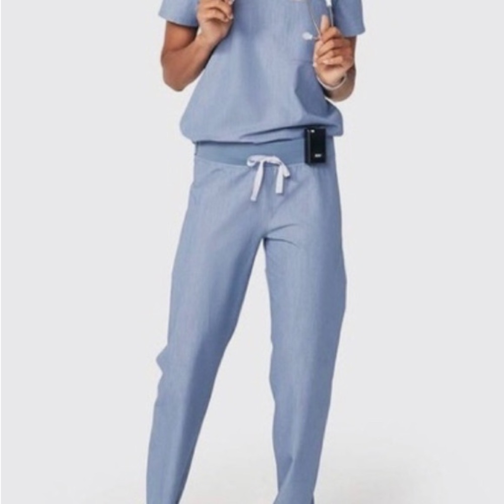 Figs medium I believe Yola pants in heathered indigo.